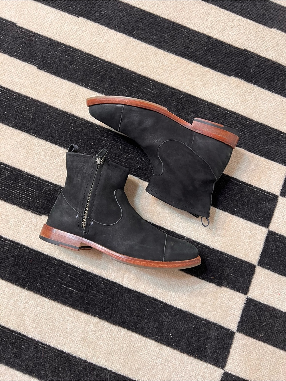 Black Suede Zip Chelsea Boots - Classic Ankle Boots
